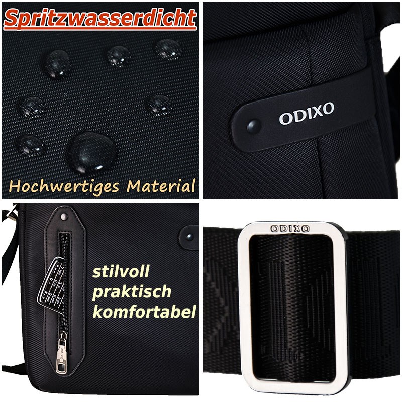 ODIXO Herren Umhängetasche Messenger Bag Schwarz B229-1 Comfort Edition