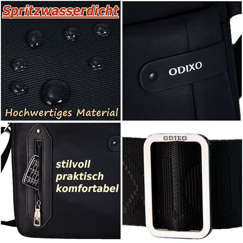 13967940410108 ODIXO Herren Umhängetasche Messenger Bag Schwarz B229-1 Comfort Edition
