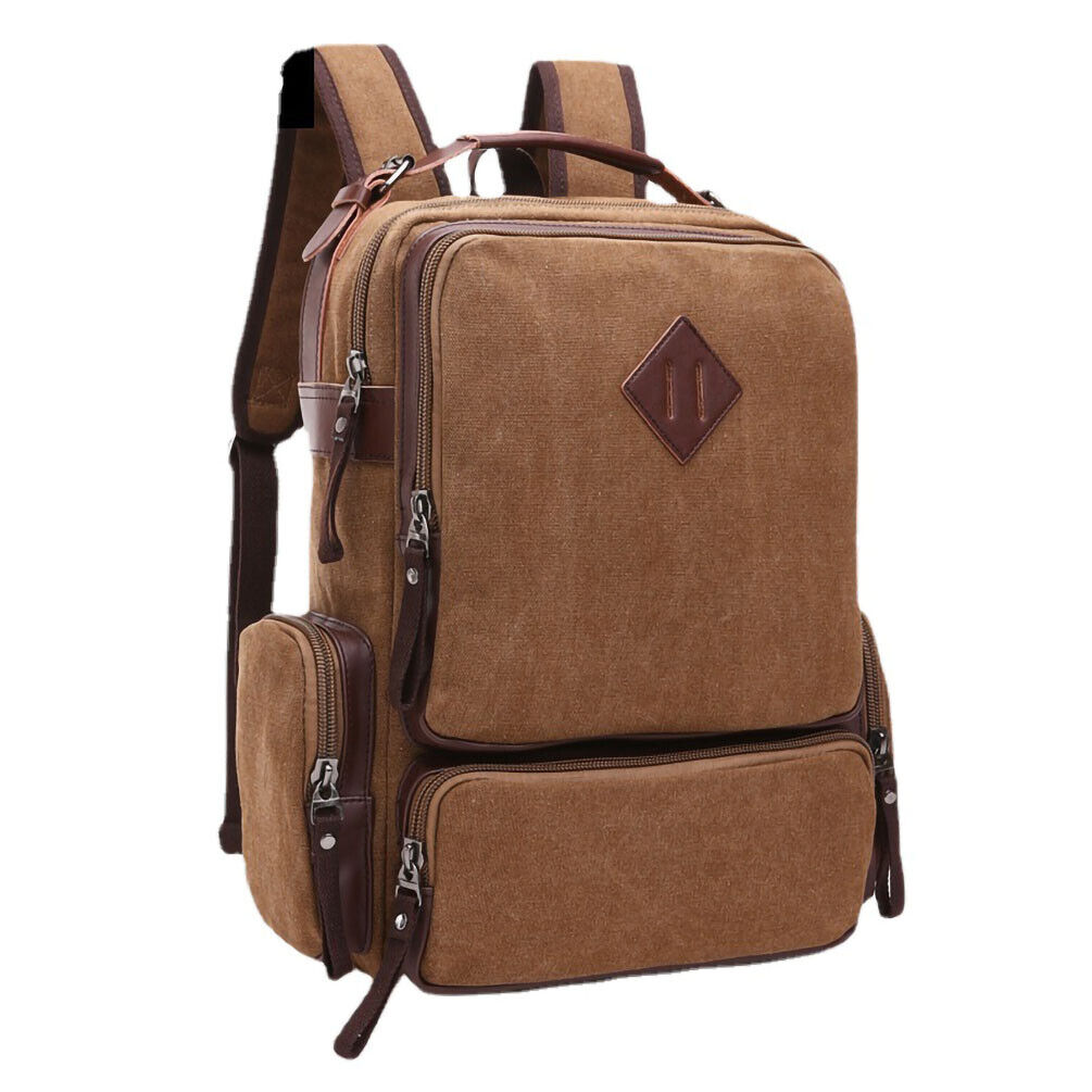 ODIXO Premium Herren Canvas Rucksack Laptop Notebook Backpack Arbeit Freizeit Braun 50024
