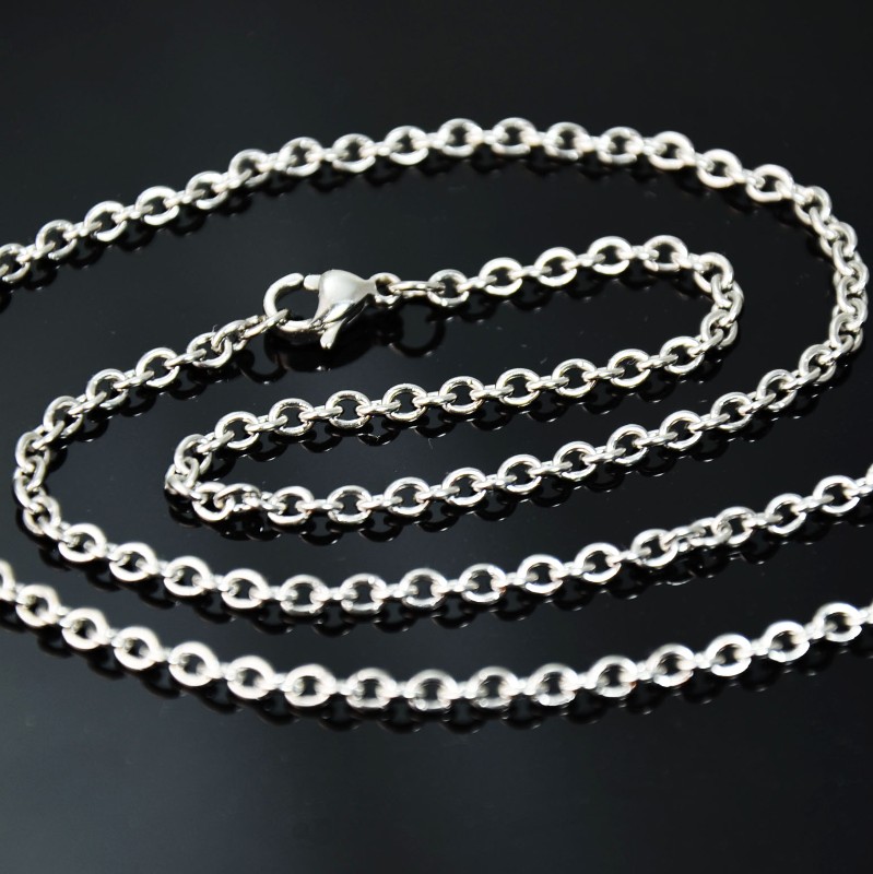 13817713774342 Edelstahl Halskette mit Karabinerverschluss 50 CM