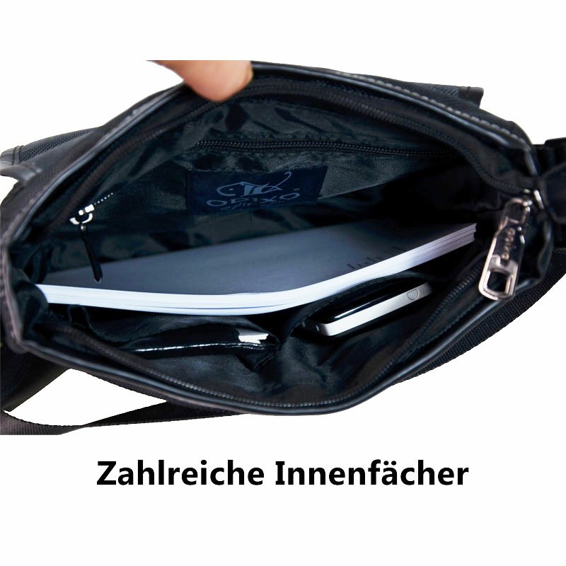 ODIXO Premium Herren Umhängetasche Schultertasche Messenger Bag Schwarz B2333-1 ODIXO Premium Herren Umhängetasche Schultertasche Messenger Bag Schwarz B2333-1