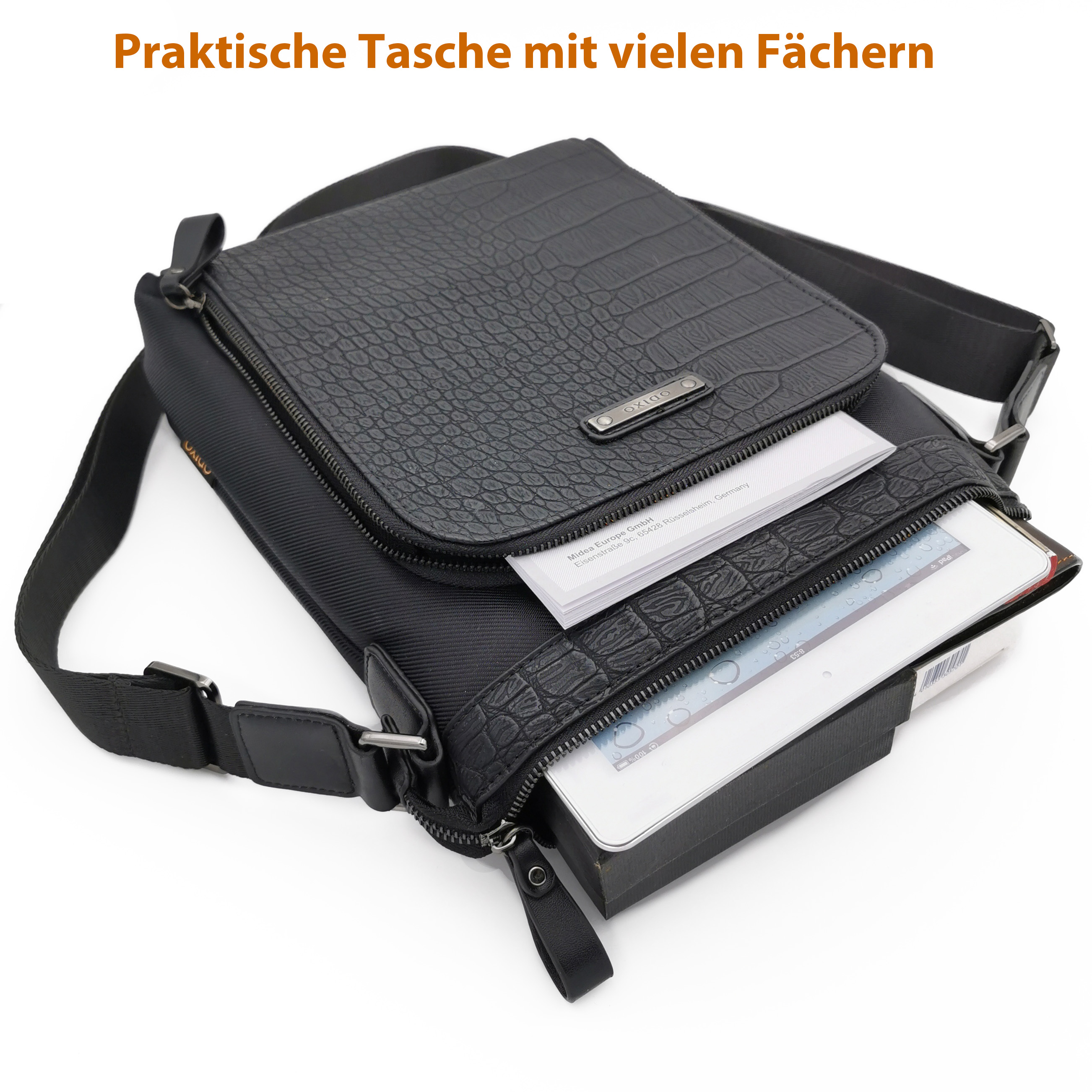ODIXO Umhängetasche Messenger Bag Schwarz B2309-1 Deluxe Edition ODIXO Umhängetasche Messenger Bag Schwarz B2309-1 Deluxe Edition