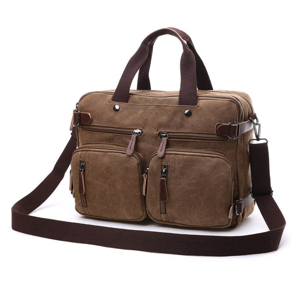 ODIXO Vintage Herren Umhängetasche Canvas Hand Tasche Tablet Rucksack Messenger Bag Braun B28691-2