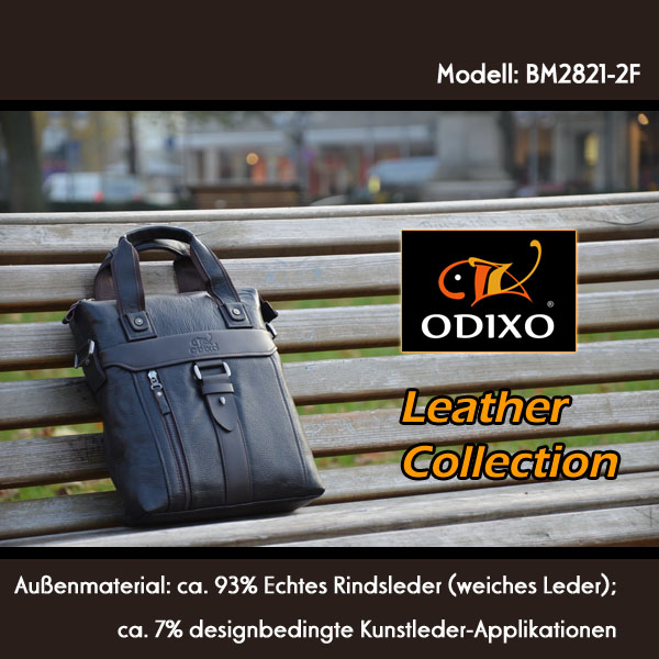 ODIXO Herren Umhängetasche Aktentasche Messenger Bag Echtleder Braun BM2821-2F