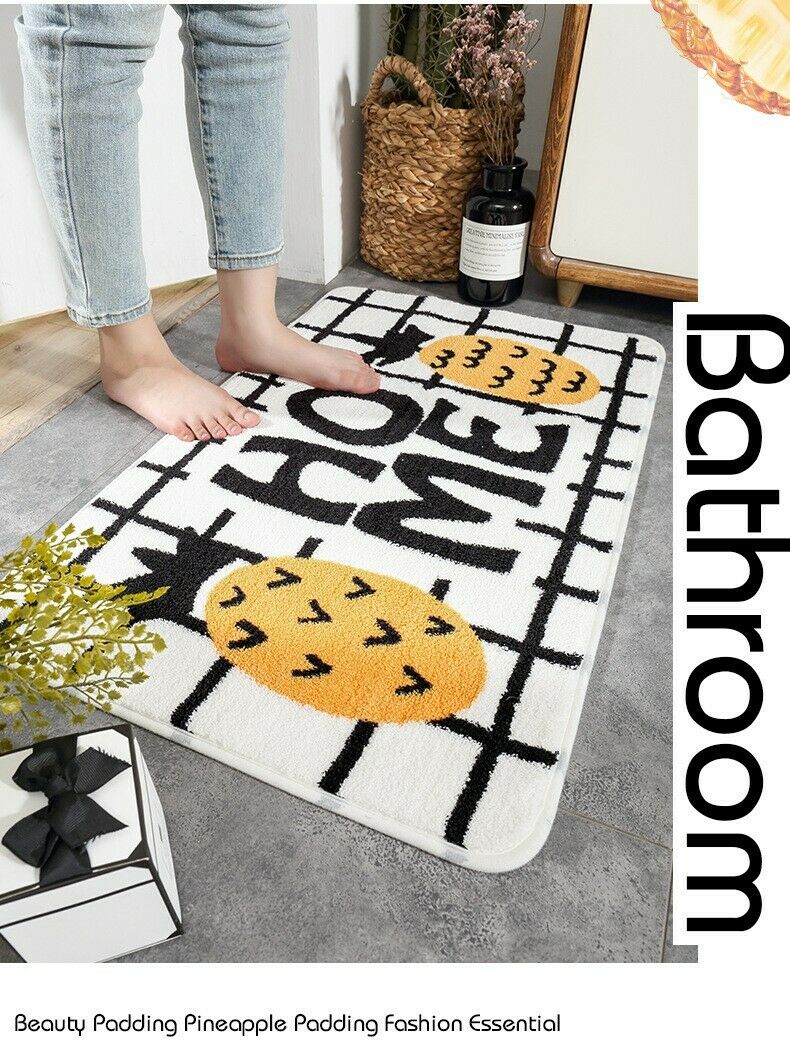 Wohn Kinder Zimmer Fußmatte Bad Wohnmatte mit Ananas Pineapple Motiv Anti Rutsch 80 x 50 cm Wohn Kinder Zimmer Fußmatte Bad Wohnmatte mit Ananas Pineapple Motiv Anti Rutsch 80 x 50 cm