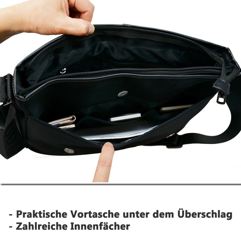 ODIXO Premium Herren Umhängetasche Messenger Bag Schwarz B2332-1