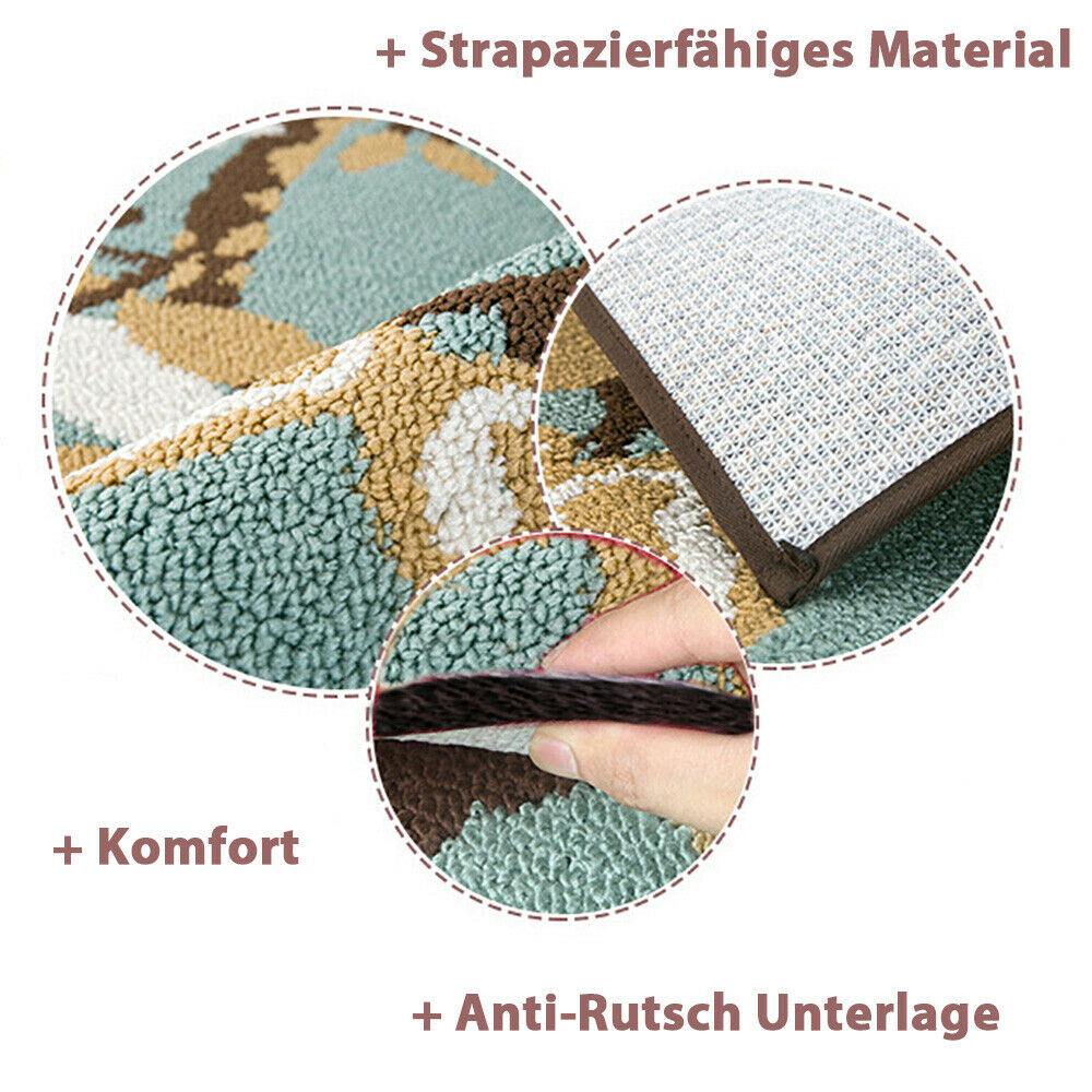 Premium Wohnmatte Fußmatte Teppich Anti Rutsch Bad Wohnzimmer Baumblätter Design 90 cm x 60 cm