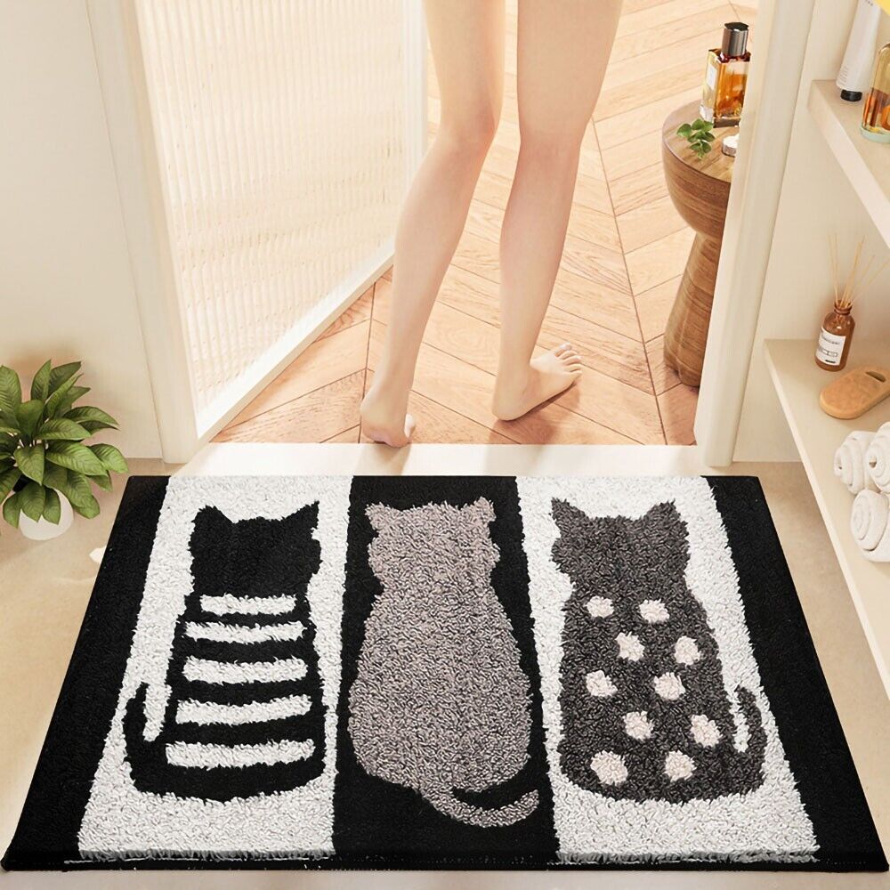 Kinder Mädchen Zimmer Fußmatte Bad Wohnmatte mit Katzen Katze Cat mit Anti Rutsch Unterlage