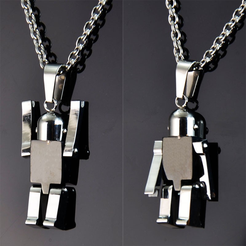 Design Edelstahl Halskette mit Anhänger Roboter