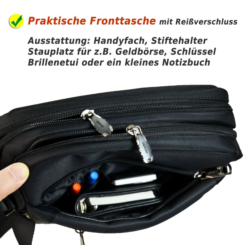 ODIXO Herren Umhängetasche Messenger Bag Schwarz B221-1 Comfort Edition ODIXO Herren Umhängetasche Messenger Bag Schwarz B221-1 Comfort Edition