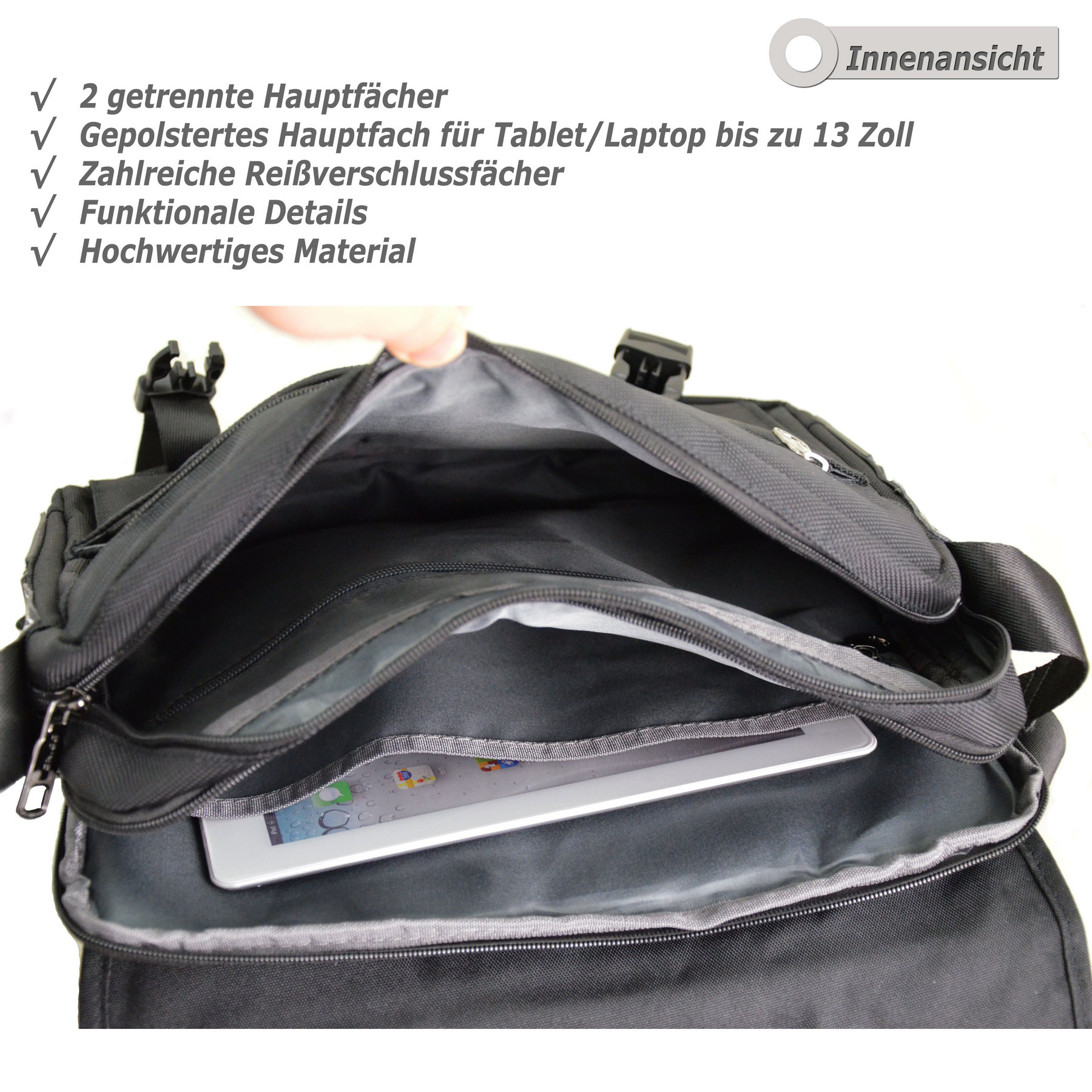 ODIXO Umhängetasche Messenger Bag B260-1 Professional Edition mit Tablet Fach