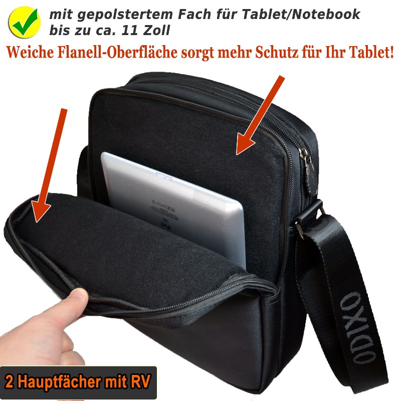 ODIXO Herren Umhängetasche Messenger Bag Schwarz B221-1 Comfort Edition