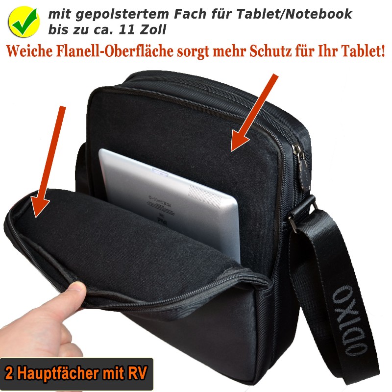 ODIXO Herren Umhängetasche Messenger Bag Schwarz B221-1 Comfort Edition ODIXO Herren Umhängetasche Messenger Bag Schwarz B221-1 Comfort Edition