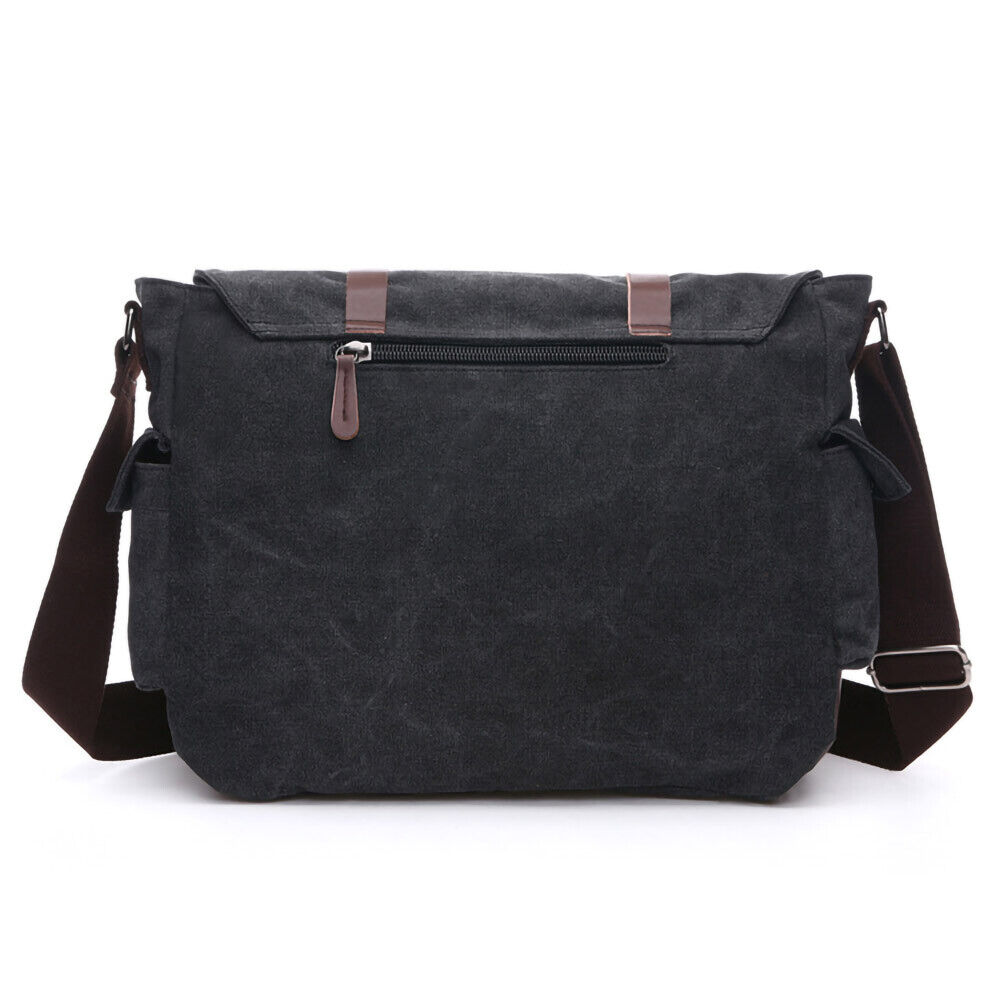 ODIXO Vintage Herren Umhängetasche Canvas Schulter Tasche Messenger Bag Tablet Fach Schwarz 58168-1