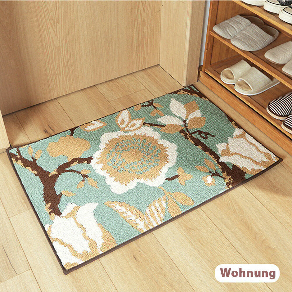 Premium Wohnmatte Fußmatte Teppich Anti Rutsch Bad Wohnzimmer Baumblätter Design 70 cm x 45 cm