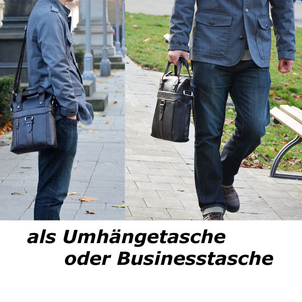 ODIXO Herren Umhängetasche Aktentasche Messenger Bag Echtleder Braun BM2821-2F