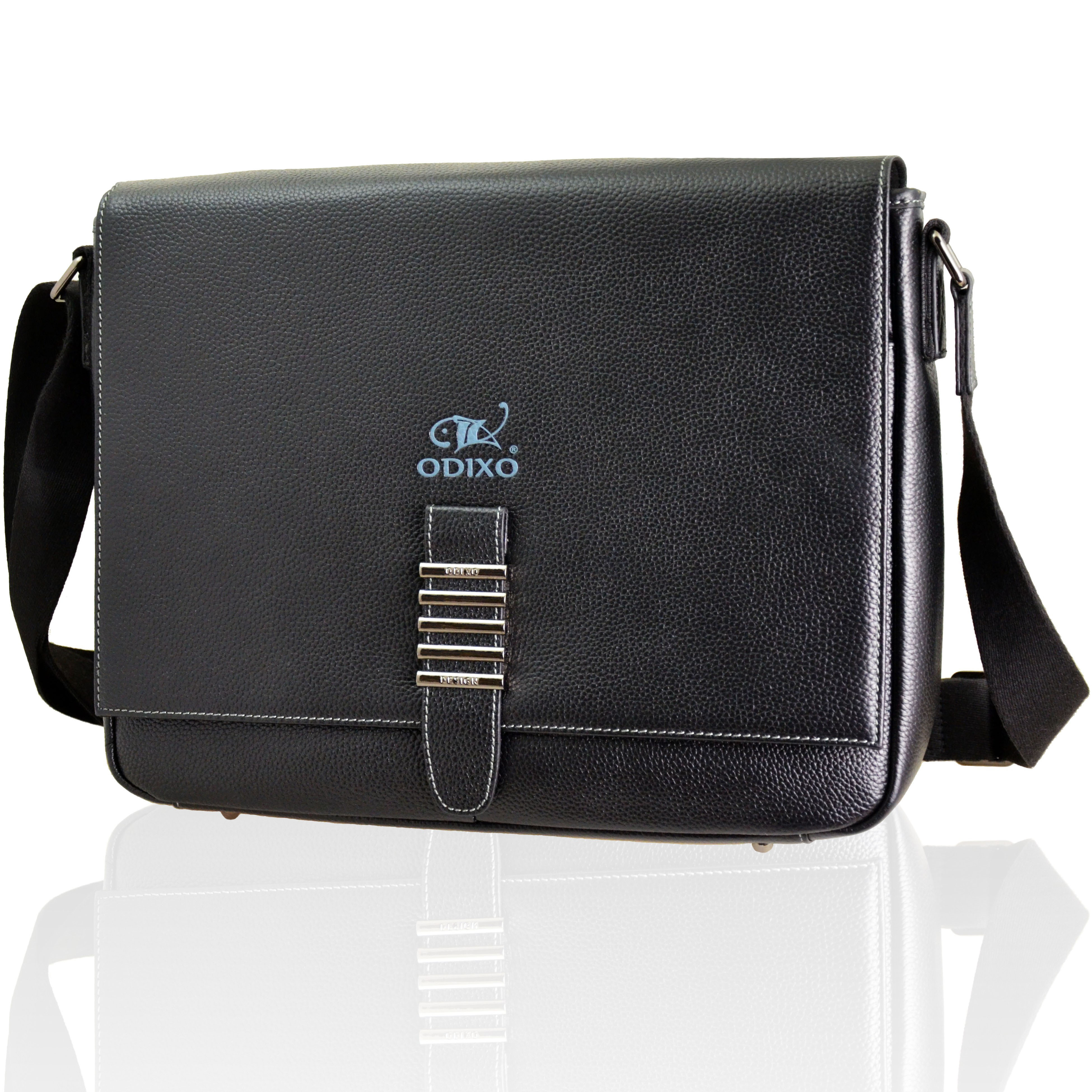ODIXO Herren Umhängetasche Messenger Bag Schwarz Echtleder B2932-1 ODIXO Herren Umhängetasche Messenger Bag Schwarz Echtleder B2932-1