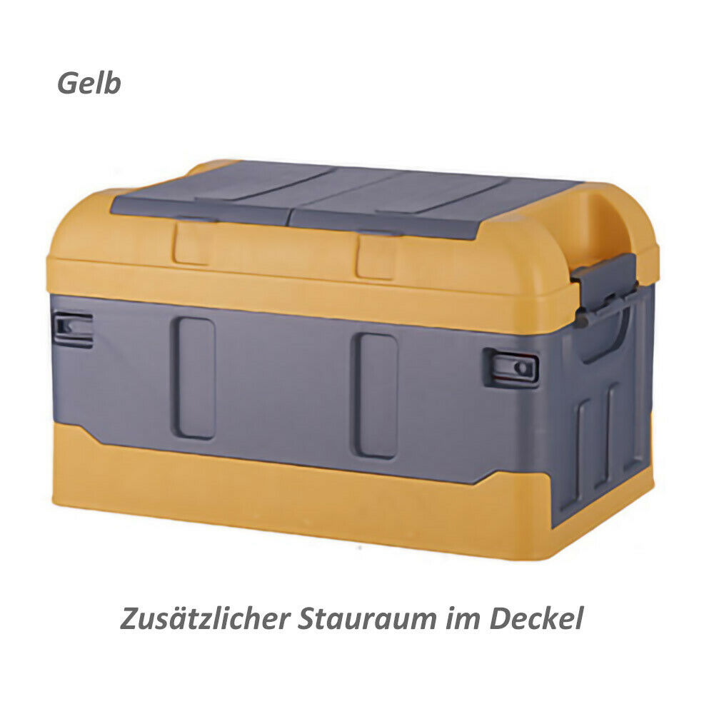 Premium faltbare Aufbewahrungsbox mit Deckel Faltbox Box Klapp Kiste KFZ Reise Gelb Standard mit hohem Deckel