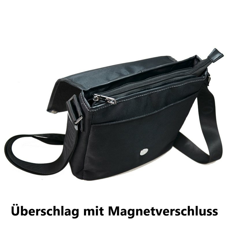 ODIXO Premium Herren Umhängetasche Schultertasche Messenger Bag Schwarz B2333-1