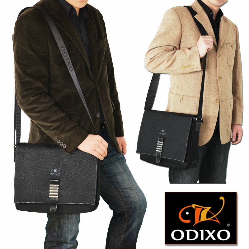 ODIXO Premium Herren Umhängetasche Messenger Bag Schwarz B2332-1