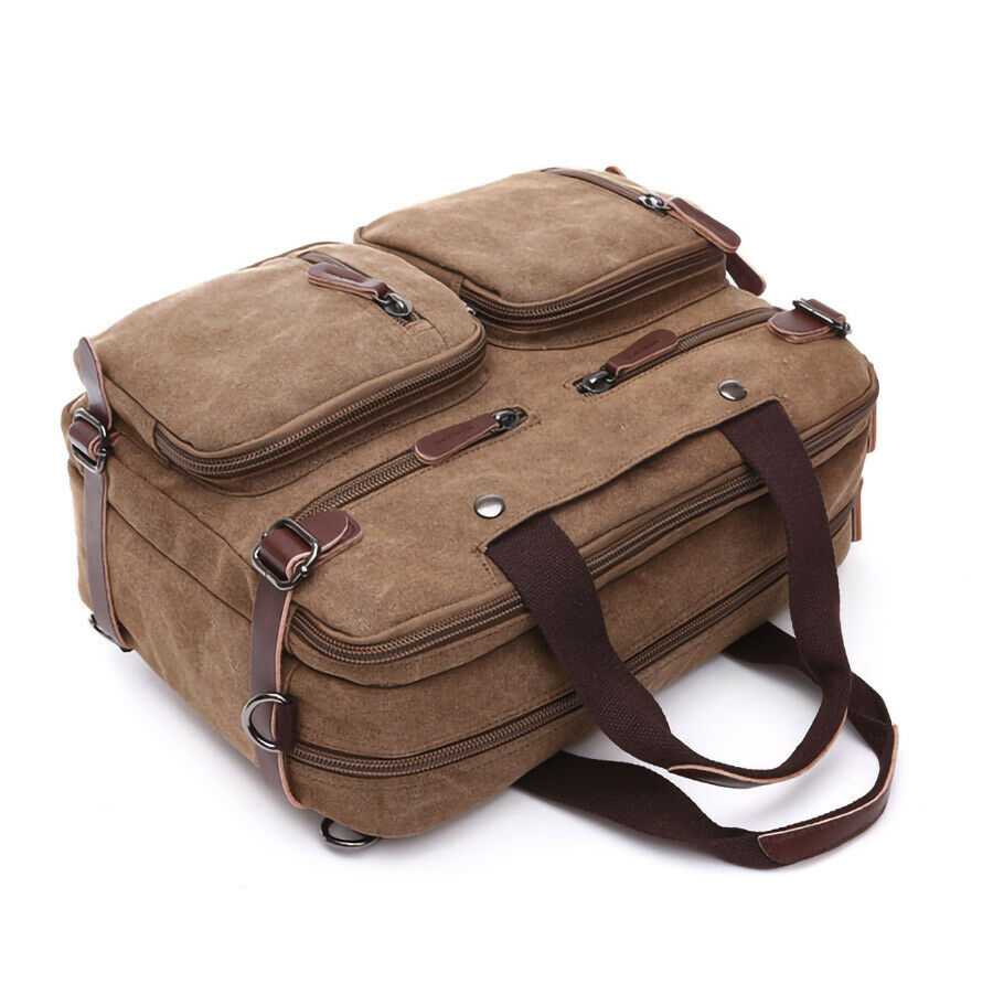 ODIXO Vintage Herren Umhängetasche Canvas Hand Tasche Tablet Rucksack Messenger Bag Braun B28691-2