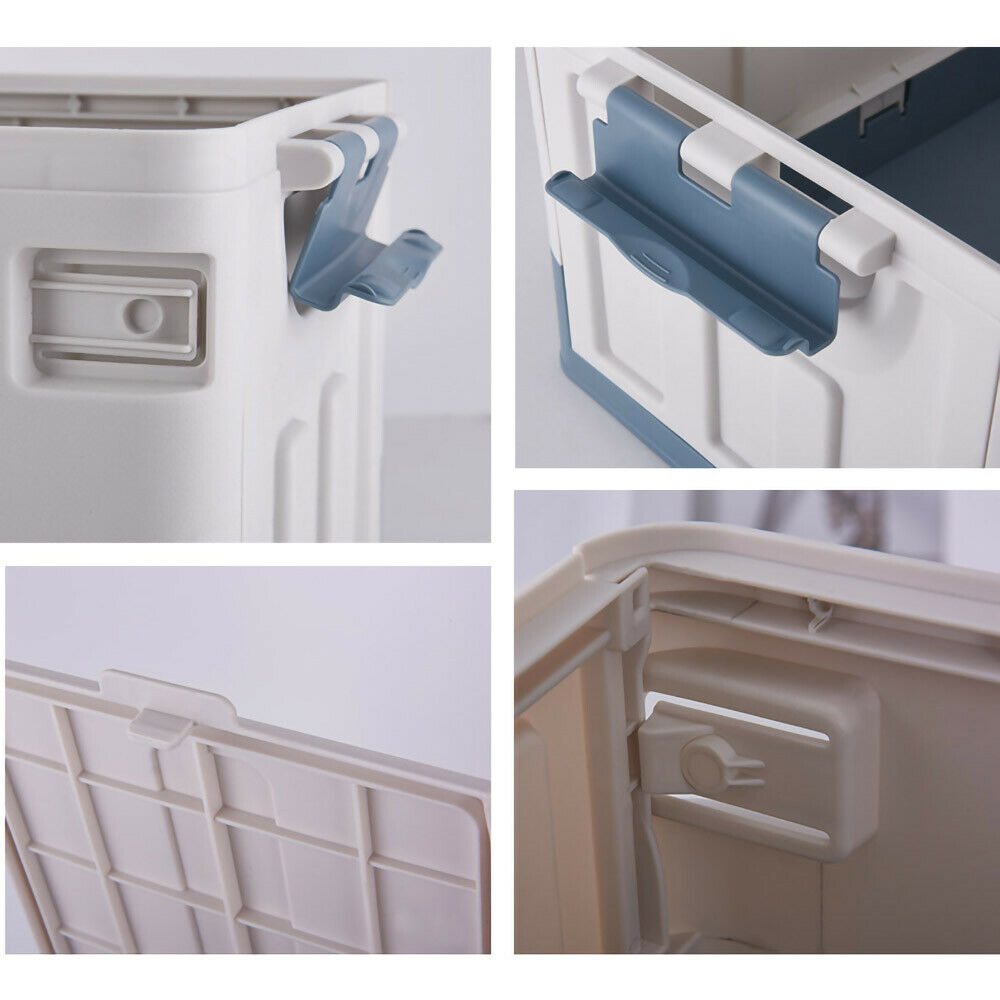 Premium faltbare Aufbewahrungsbox mit Deckel Faltbox Box Klapp Kiste KFZ Reise Blau Standard mit flachem Deckel