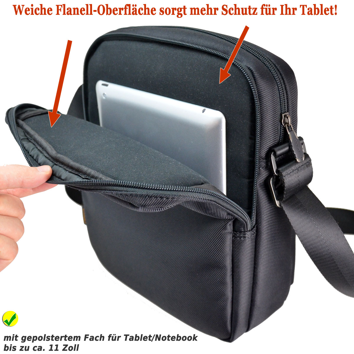 ODIXO Herren Umhängetasche Messenger Bag Schwarz B2169-1 Comfort Edition