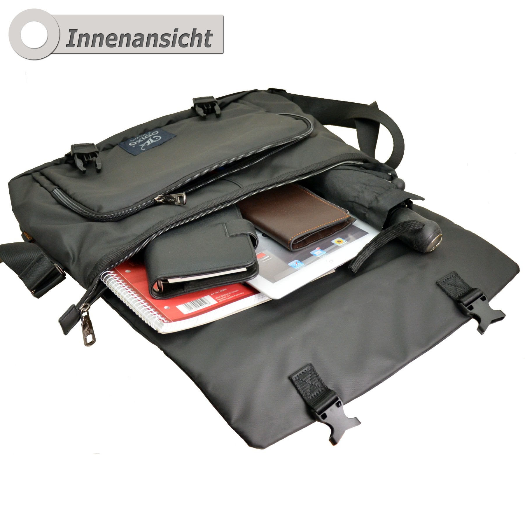 ODIXO Herren Umhängetasche Camouflage Messenger Bag B2266-1 mit Laptopfach Schwarz