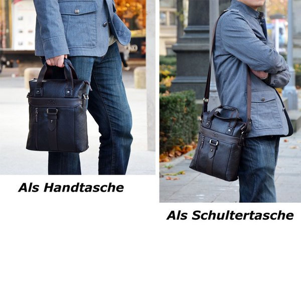 ODIXO Herren Umhängetasche Aktentasche Messenger Bag Echtleder Braun BM2821-2F