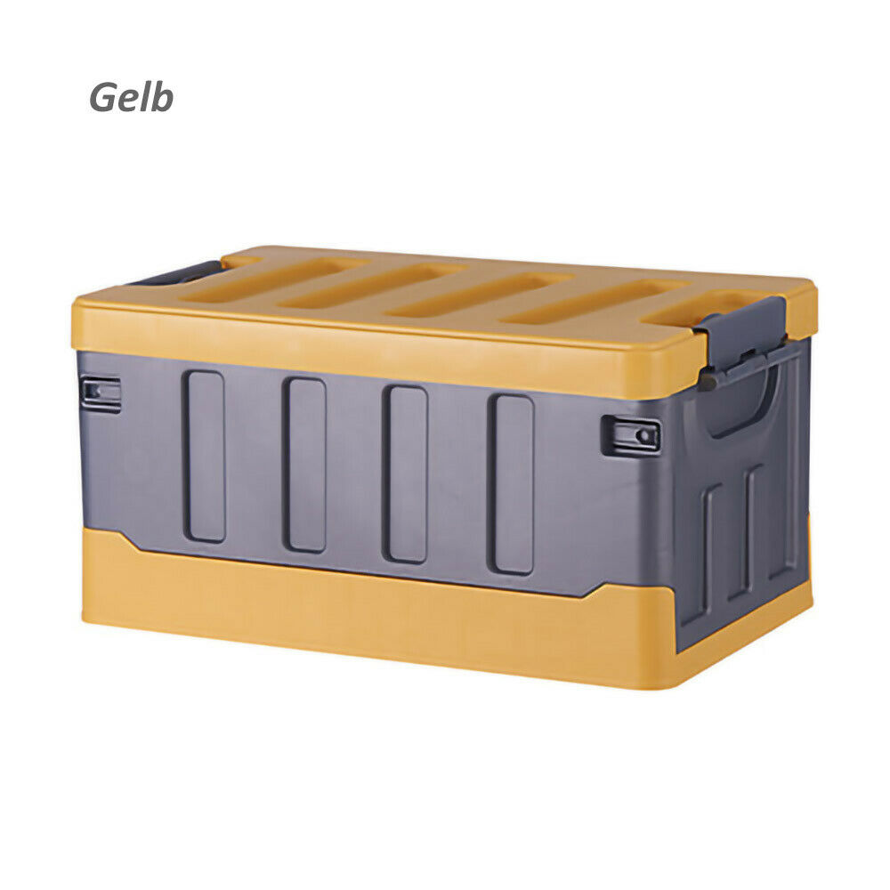 Premium faltbare Aufbewahrungsbox mit Deckel Faltbox Box Klapp Kiste KFZ Reise Gelb Groß mit flachem Deckel