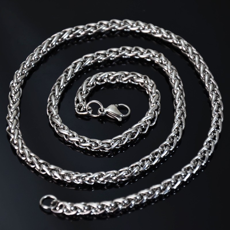 Edelstahl Halskette 55 CM Zopf Kette Karabiner Verschluss Stärke 5 MM Edelstahl Halskette 55 CM Zopf Kette Karabiner Verschluss Stärke 5 MM