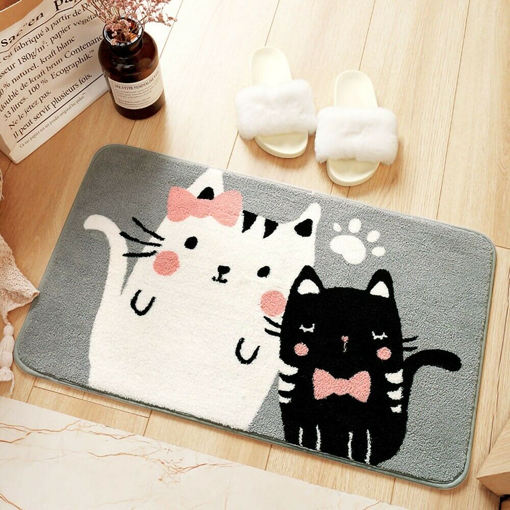 Kinder Mädchen Zimmer Fußmatte Bad Wohnmatte mit Katzen Katze Cat Anti Rutsch Unterlage 80 x 50 cm Kinder Mädchen Zimmer Fußmatte Bad Wohnmatte mit Katzen Katze Cat Anti Rutsch Unterlage 80 x 50 cm