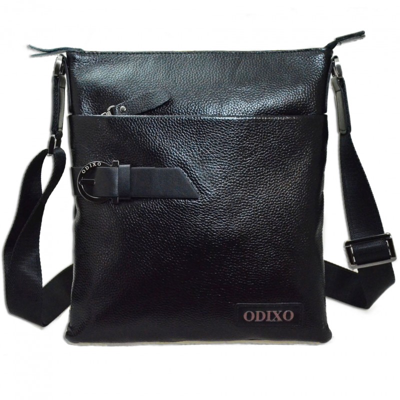 ODIXO Herren Umhängetasche Messenger Bag Schwarz Echtleder B2937-1