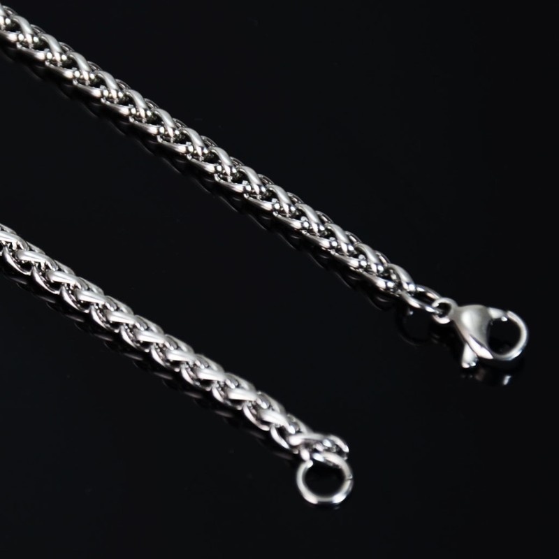 Edelstahl Halskette 55 CM Zopf Kette Karabiner Verschluss Stärke 3 MM Edelstahl Halskette 55 CM Zopf Kette Karabiner Verschluss Stärke 3 MM