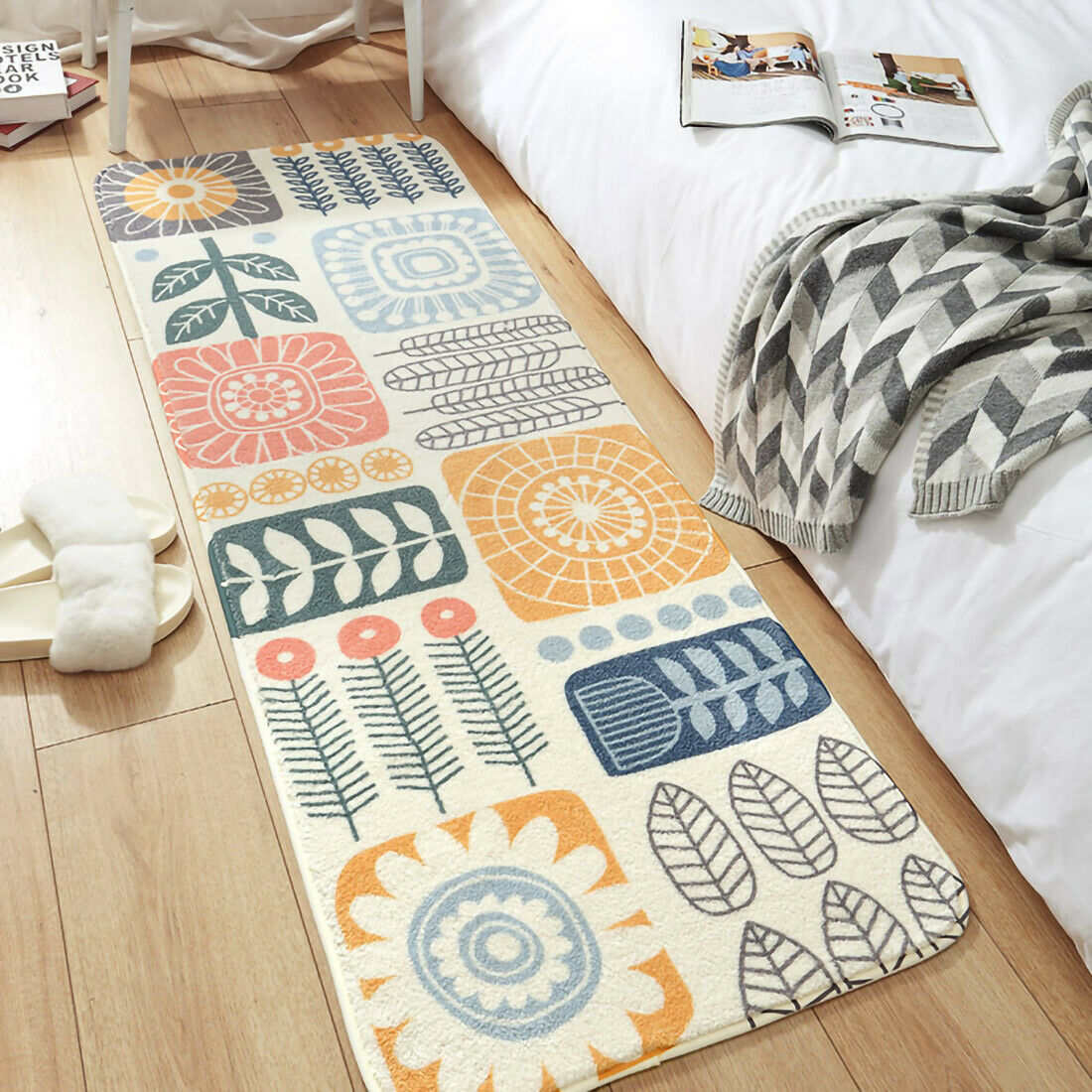 Premium Bett Schlafzimmer Wohn Matte Fußmatte Teppich Anti Rutsch Baumblätter 120 x 40 cm Premium Bett Schlafzimmer Wohn Matte Fußmatte Teppich Anti Rutsch Baumblätter 120 x 40 cm