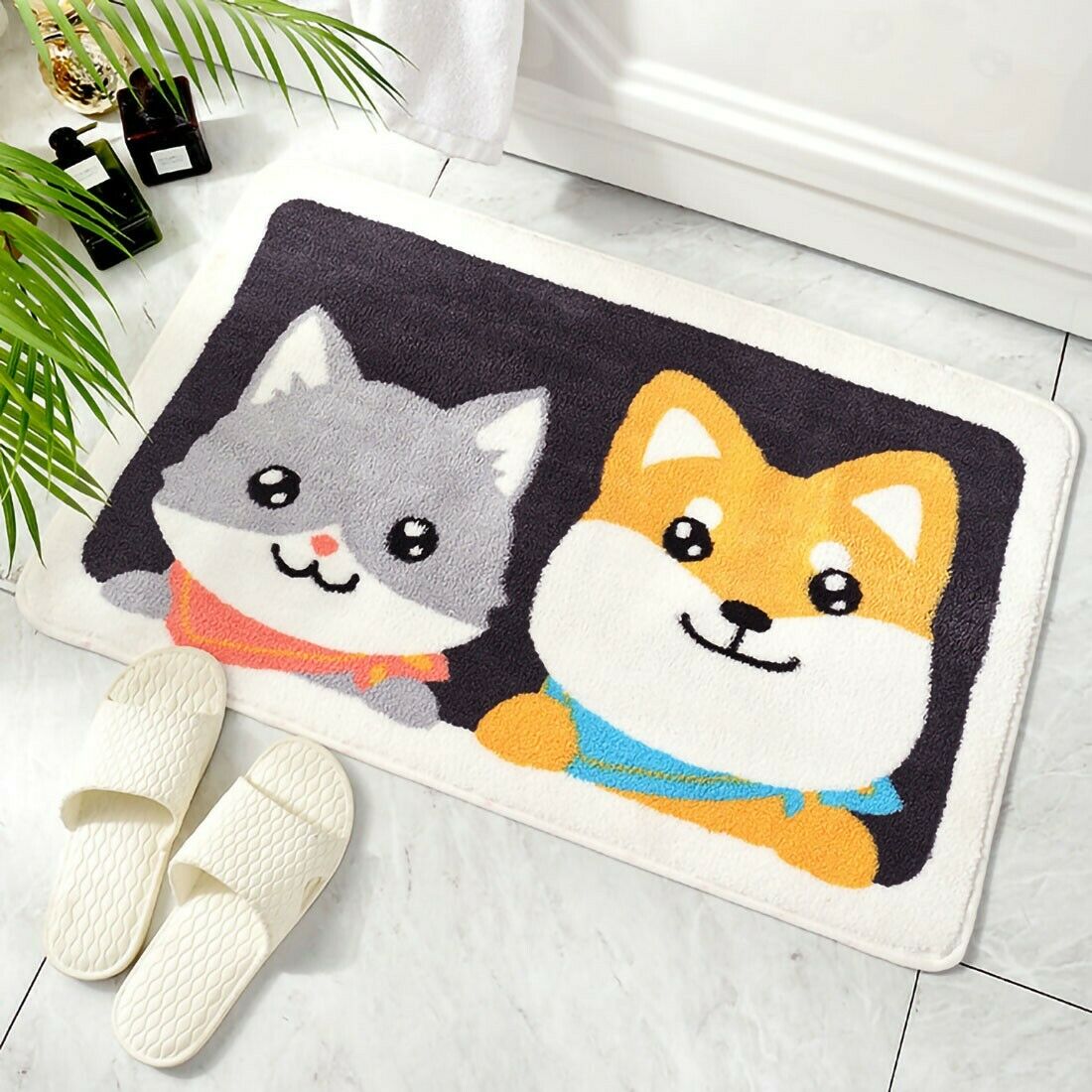 ODIXO Kinder Mädchen Zimmer Fußmatte Bad Wohnmatte mit Katzen Katze Cat Anti Rutsch