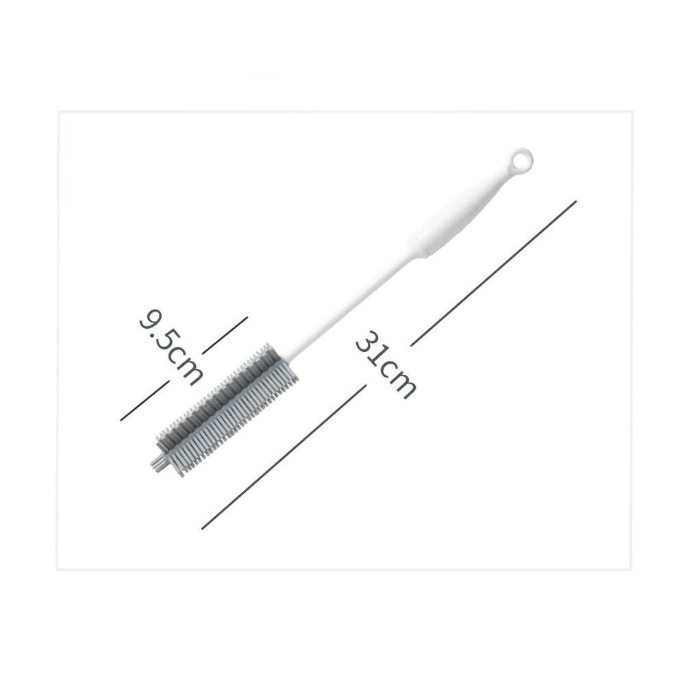 Silikon Flaschenbürste 2er Set mit langem Stiel für Flaschen Gläser Tassen 31 cm Grau Silikon Flaschenbürste 2er Set mit langem Stiel für Flaschen Gläser Tassen 31 cm Grau