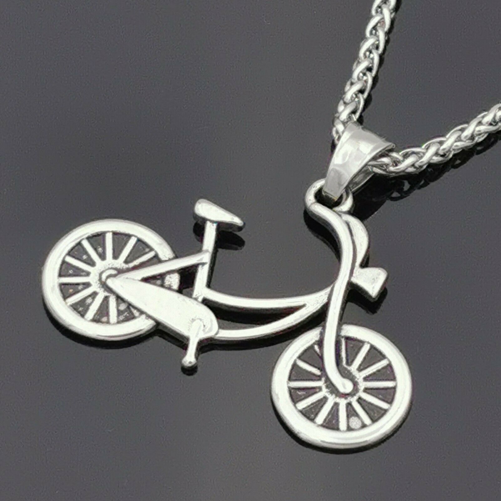 Edelstahl Halskette Kette mit Anhänger Design Fahrrad Bike