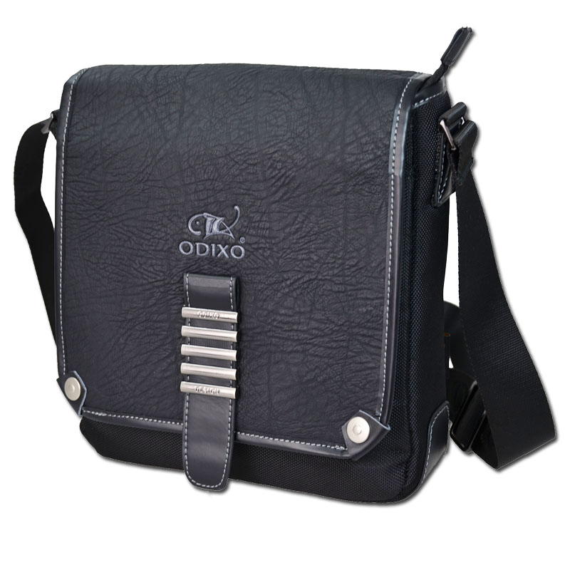 ODIXO Premium Herren Umhängetasche Schultertasche Messenger Bag Schwarz B2333-1