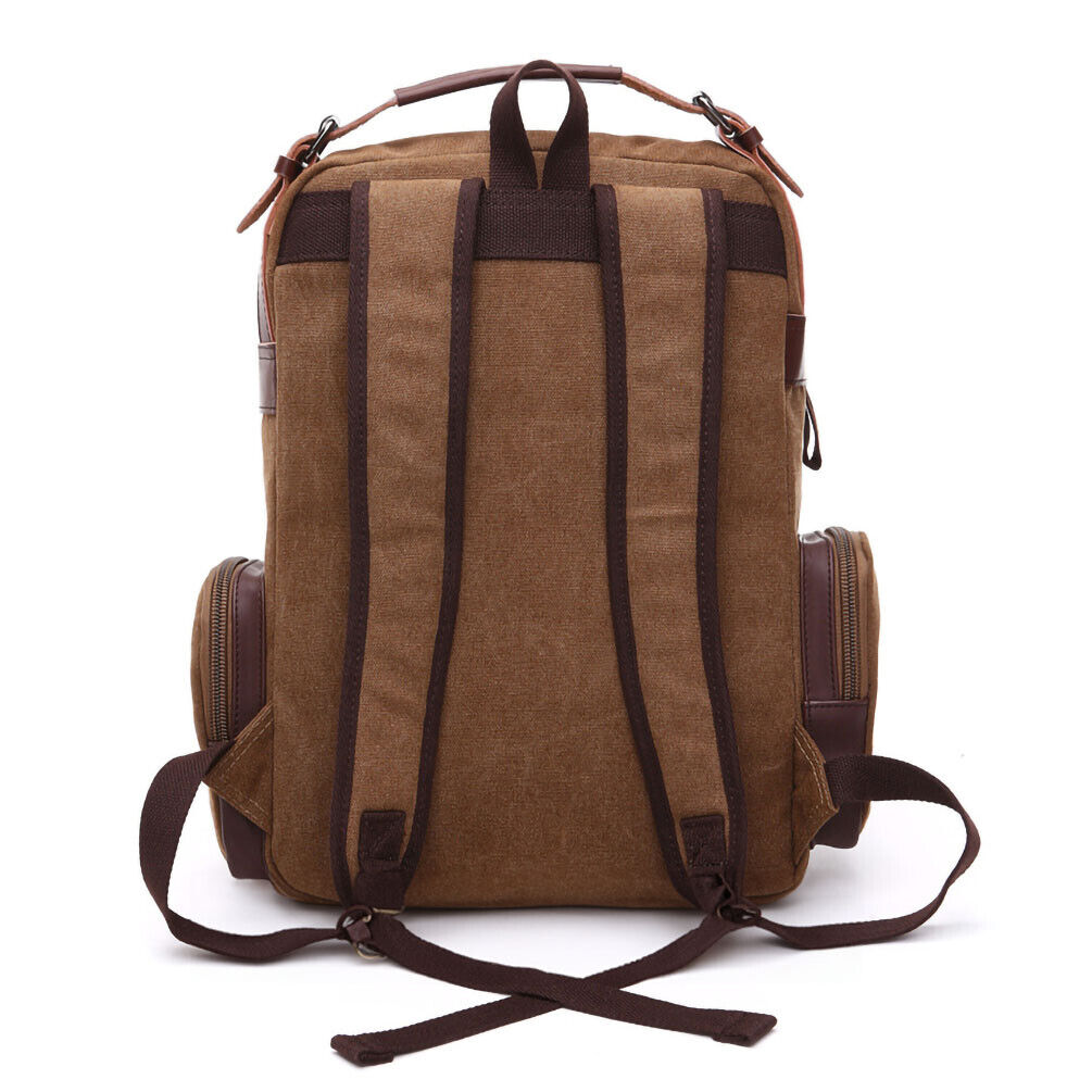 ODIXO Premium Herren Canvas Rucksack Laptop Notebook Backpack Arbeit Freizeit Braun 50024