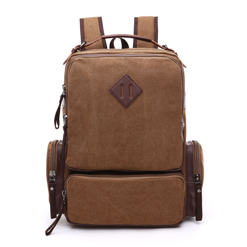 ODIXO Premium Herren Canvas Rucksack Laptop Notebook Backpack Arbeit Freizeit Braun 50024