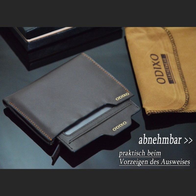 ODIXO Premium Herren Echtleder Geldbörse Braun 2-teilig B8801-2 ODIXO Premium Herren Echtleder Geldbörse Braun 2-teilig B8801-2