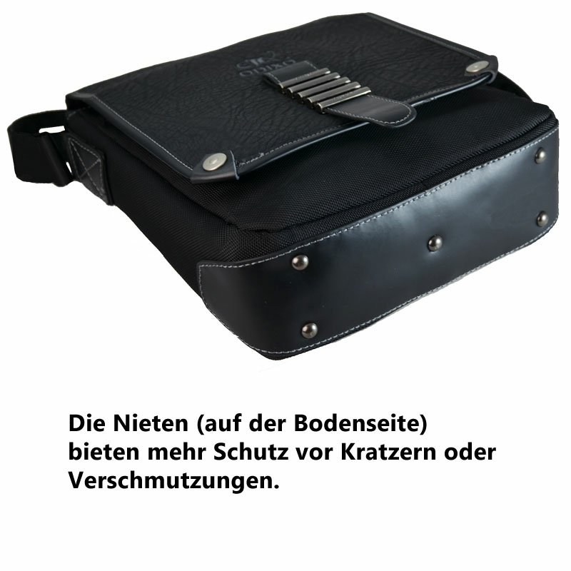 ODIXO Premium Herren Umhängetasche Schultertasche Messenger Bag Schwarz B2333-1 ODIXO Premium Herren Umhängetasche Schultertasche Messenger Bag Schwarz B2333-1