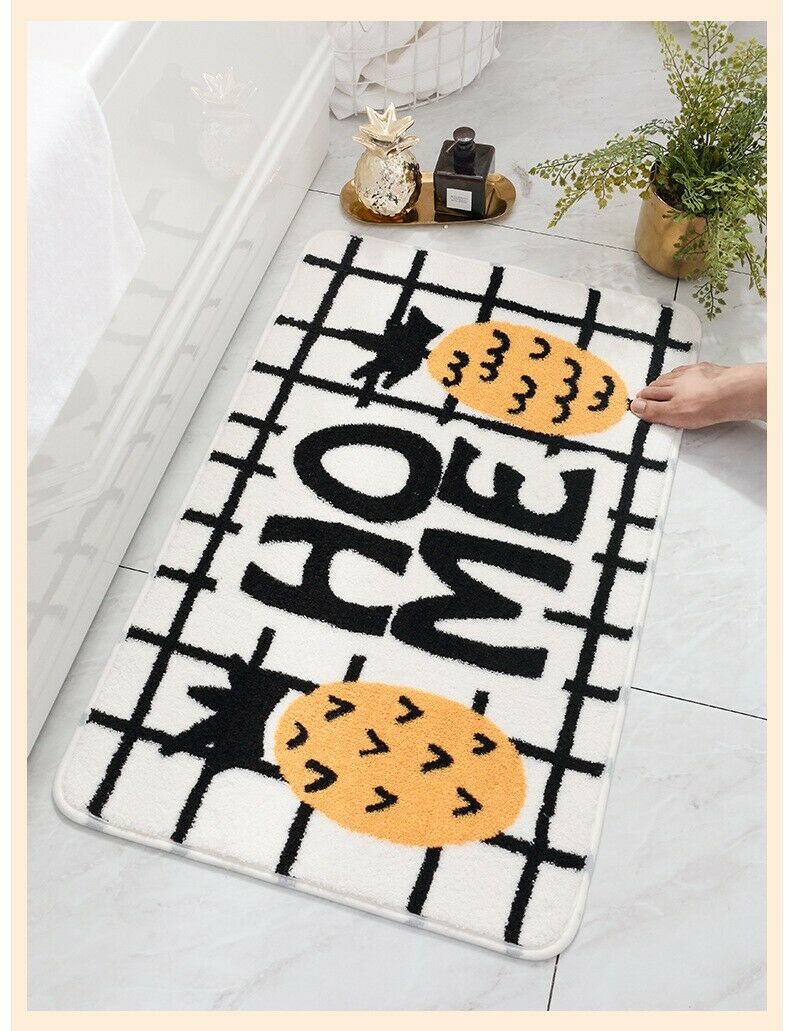 Wohn Kinder Zimmer Fußmatte Bad Wohnmatte mit Ananas Pineapple Motiv Anti Rutsch 80 x 50 cm Wohn Kinder Zimmer Fußmatte Bad Wohnmatte mit Ananas Pineapple Motiv Anti Rutsch 80 x 50 cm