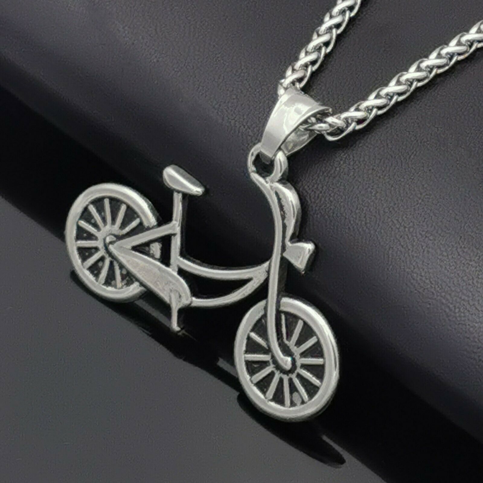 Edelstahl Halskette Kette mit Anhänger Design Fahrrad Bike Edelstahl Halskette Kette mit Anhänger Design Fahrrad Bike