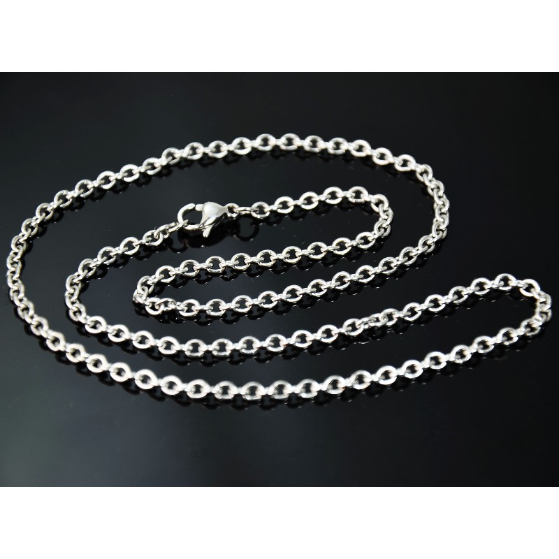 13817713808042 Edelstahl Halskette mit Karabinerverschluss 50 CM