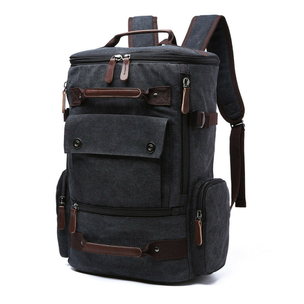 ODIXO Premium Herren Canvas Rucksack Laptop Notebook Backpack Schwarz B38831-1
