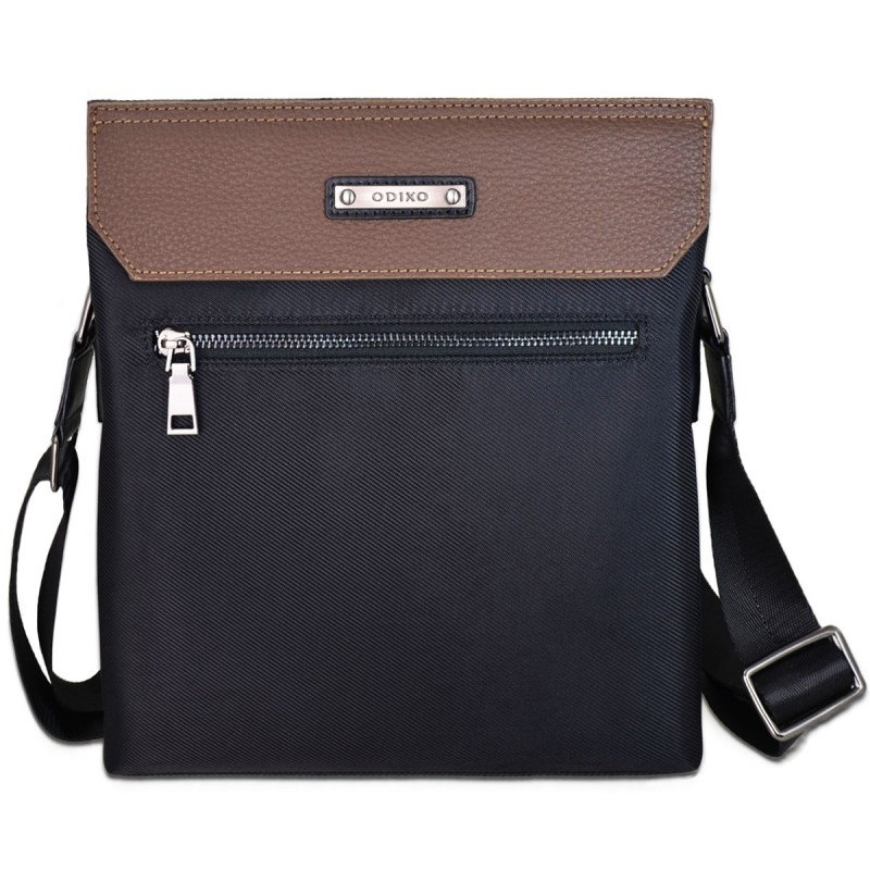 ODIXO Umhängetasche Messenger Bag Schwarz-Braun B2287-1 Deluxe Edition