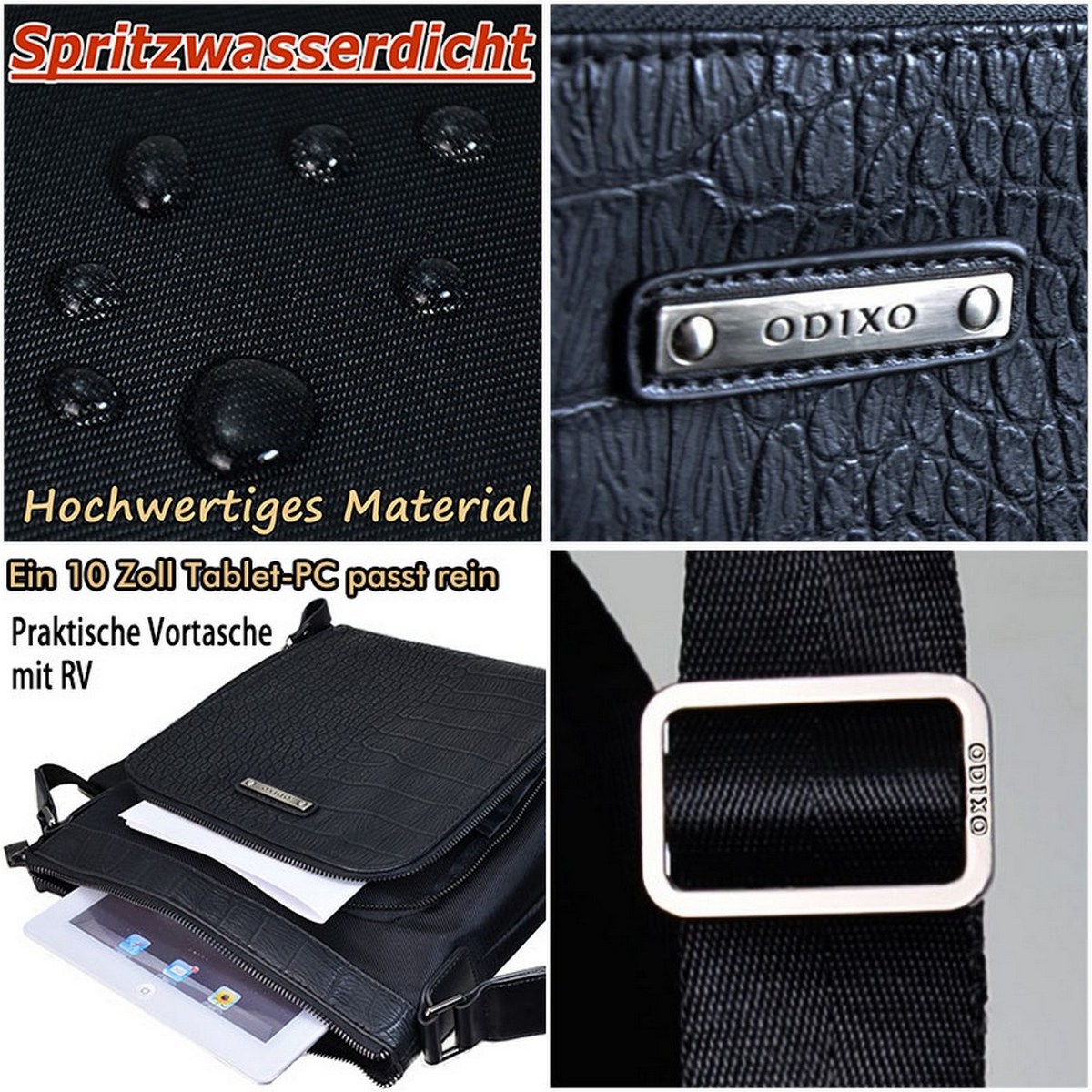 ODIXO Umhängetasche Messenger Bag Schwarz B2309-1 Deluxe Edition ODIXO Umhängetasche Messenger Bag Schwarz B2309-1 Deluxe Edition