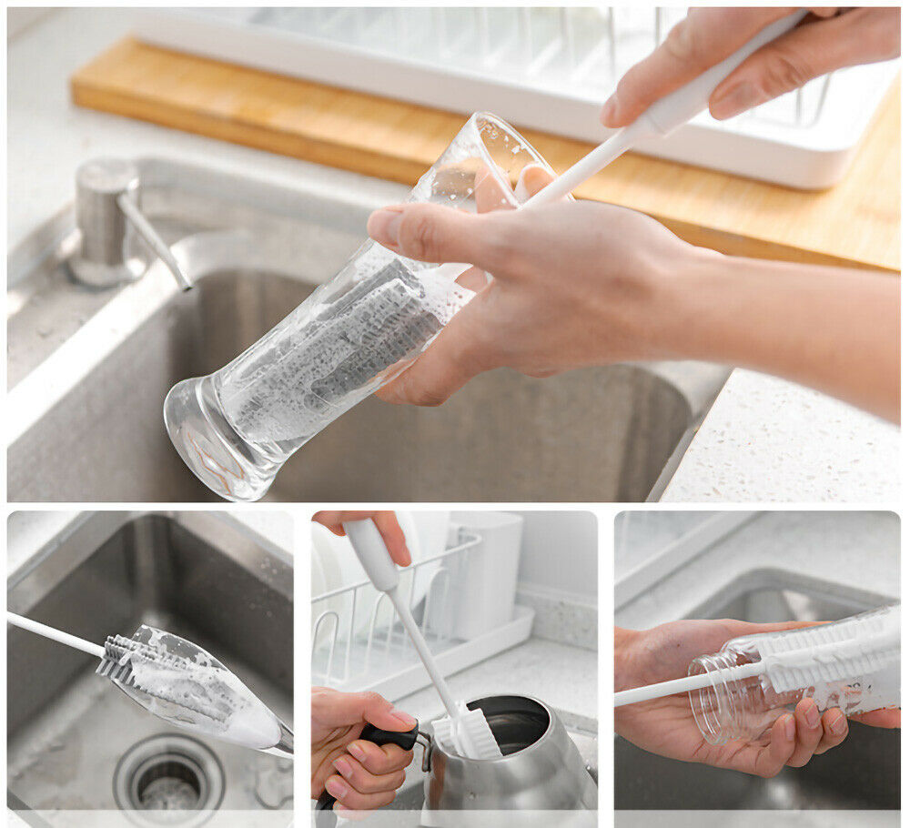 Silikon Flaschenbürste 2er Set mit langem Stiel für Flaschen Gläser Tassen 31 cm Grau Silikon Flaschenbürste 2er Set mit langem Stiel für Flaschen Gläser Tassen 31 cm Grau
